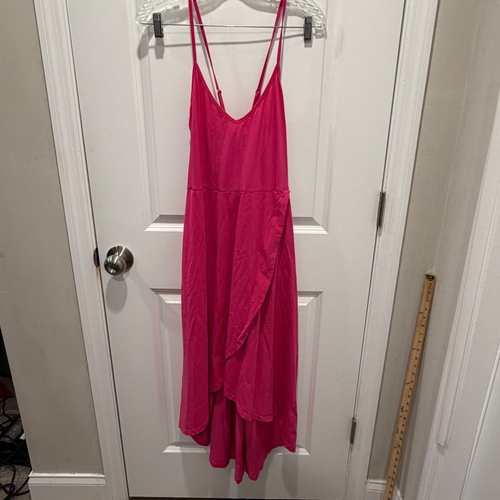 Womens High Low Dress Hot Pink Cotton Spandex Jersey Size Large